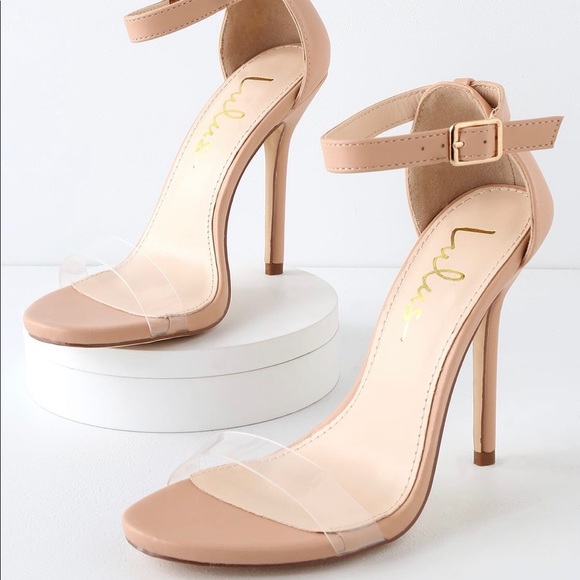 NWT Lulu’s ELSI Nude PVC Ankle Heels - size 6 - Picture 3 of 5